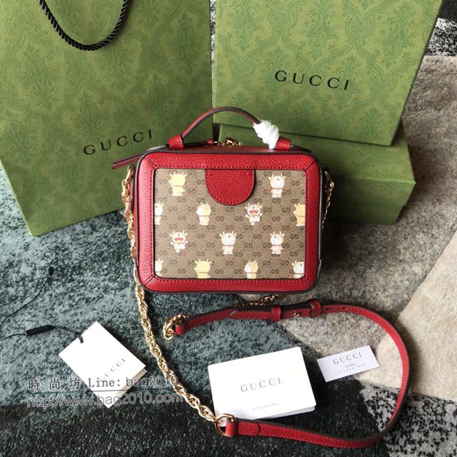 Gucci专柜新款女包, 古驰哆啦A梦牛角方正邮差包 Gucci手提肩背斜挎包 655596  gdj1586